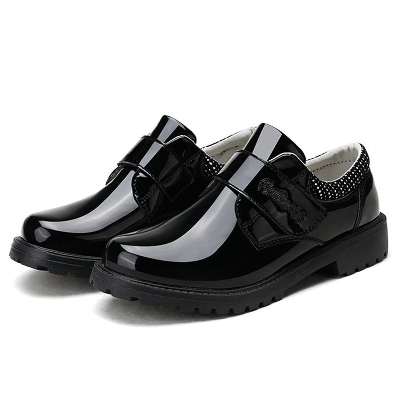 Black Patent Leather Boys Wedding Shoes Classic Solid Color Boys