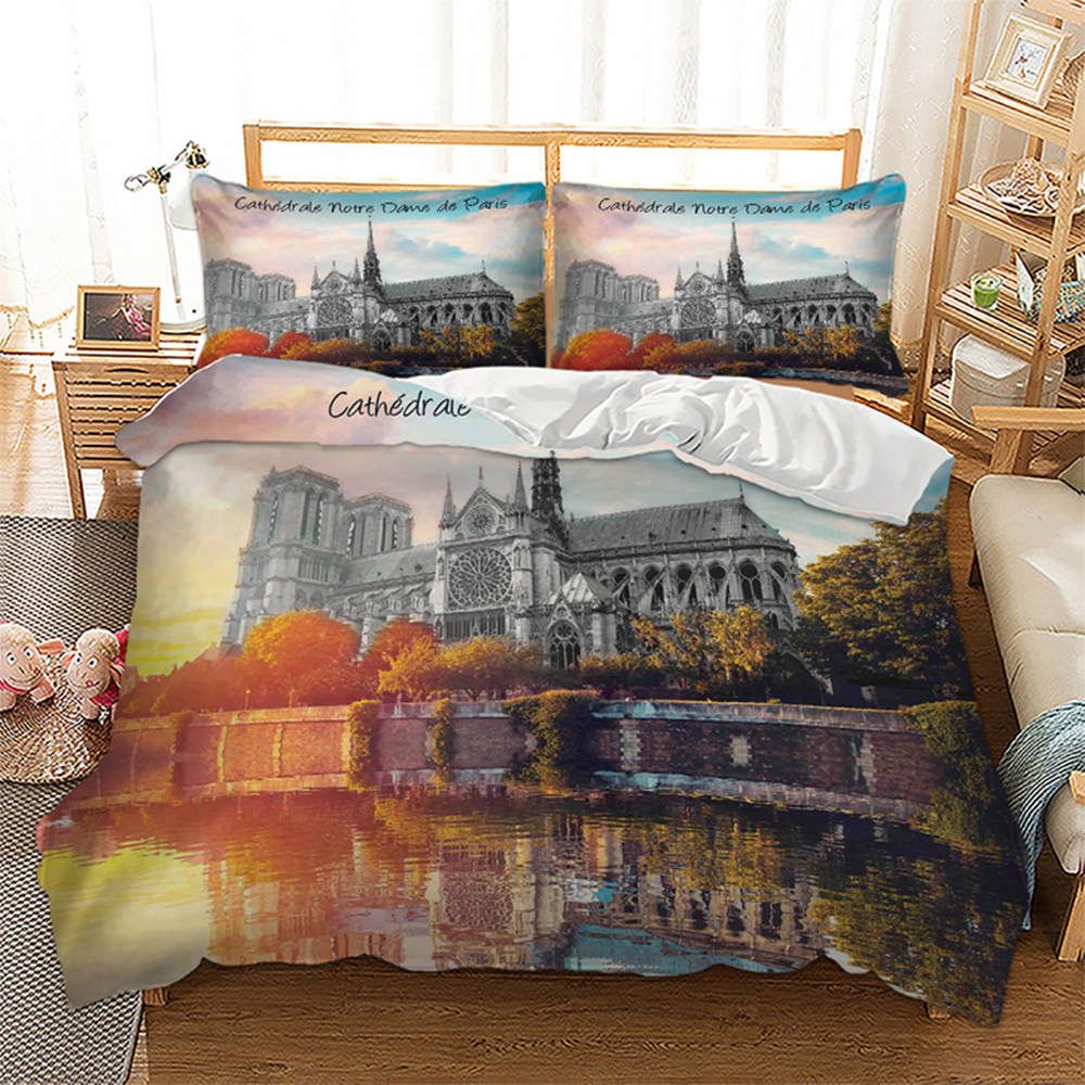 Notre Dame De Paris Bedding Set Single Romantic Classic Duvet