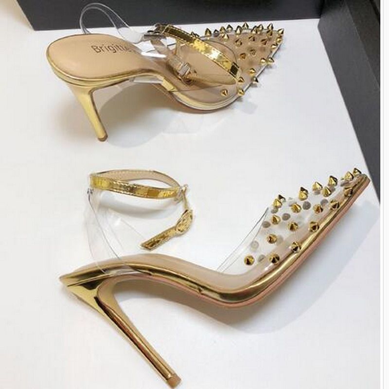 clear spiked heels