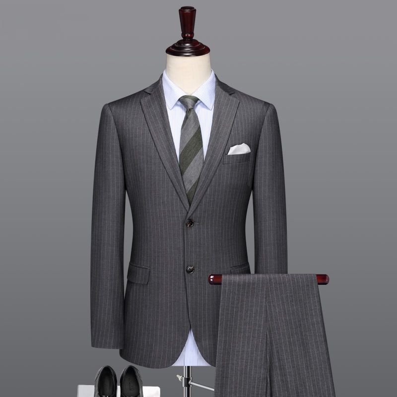 Traje gris a rayas hombre Clearance