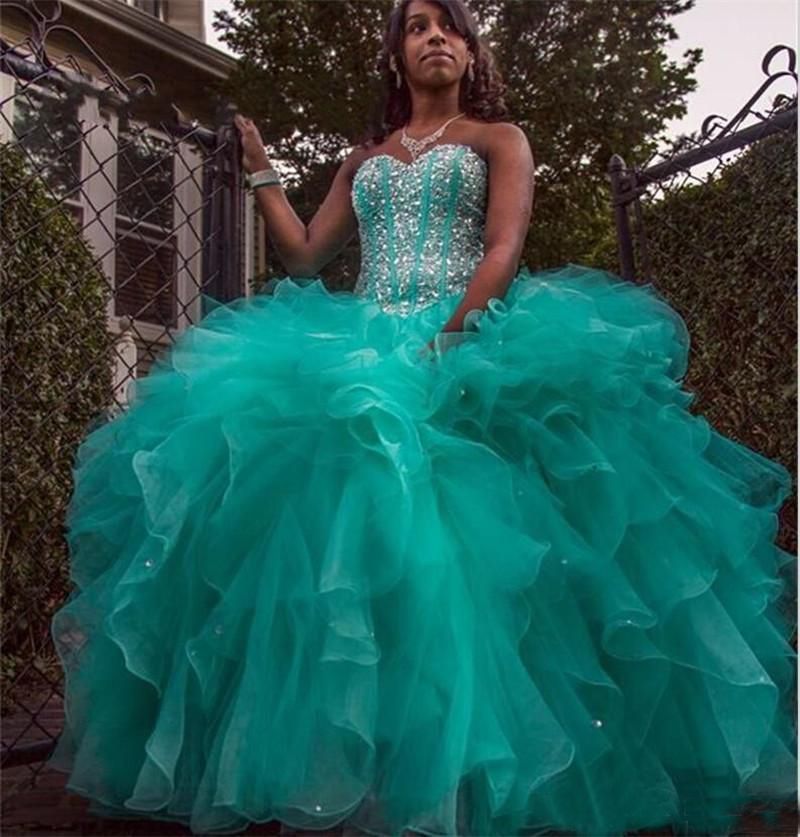 Hunter Green Quinceanera Dress Maxi 
