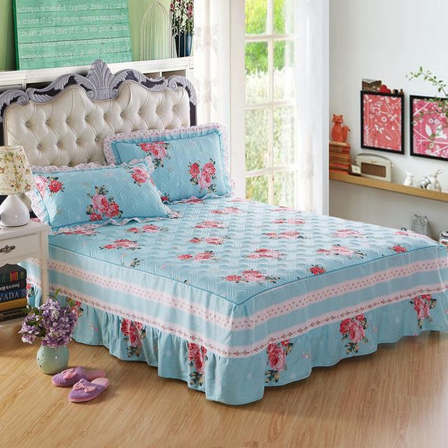 Quilted Thick Bed Skirt Twin Queen King Size Bed Set Bedsheet