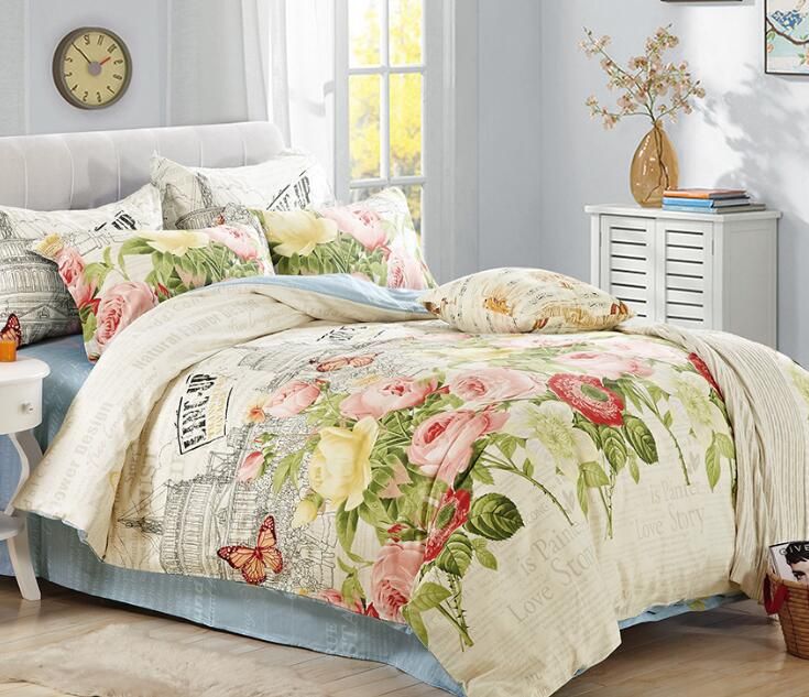 Cotton Vintage Style Bedding Set Ab Side Duvet Covet Set Abstract