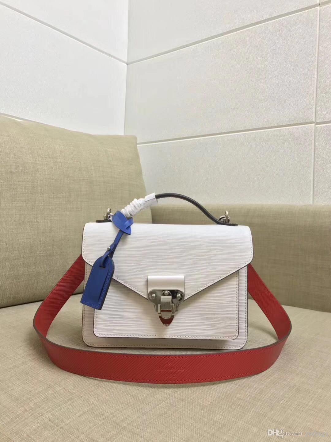 2019 Ladies New Handbags Paris Designer Designer Messenger Bag Cowhide Corrugated With Lid Lock ...