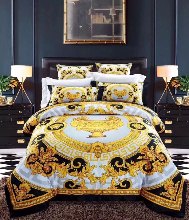 Fashion European Style Luxury Gold Bedding Set Fashion Bed Queen