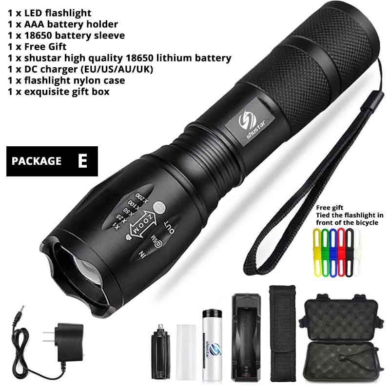 10000LM UltraFire T6 Tactical Flashlight Torch waterproof Zoom 18650 Battery Box 