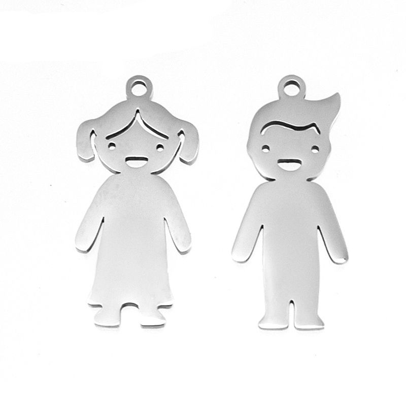 Wholesale Charms For Children Stainless Steel Boy Girl Figure Charm