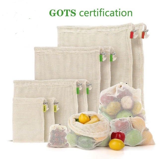 Compre Frutas Bolsa De Verduras, Bolsa De Almacenamiento Producir Bolsas  Reutilizables, Respetuoso Del Medio Ambiente, 100% Algodón Orgánico Bolsas  De Malla, Bio Degradables Cocina Para Guardar Bolsas De Malla A 0,72 €