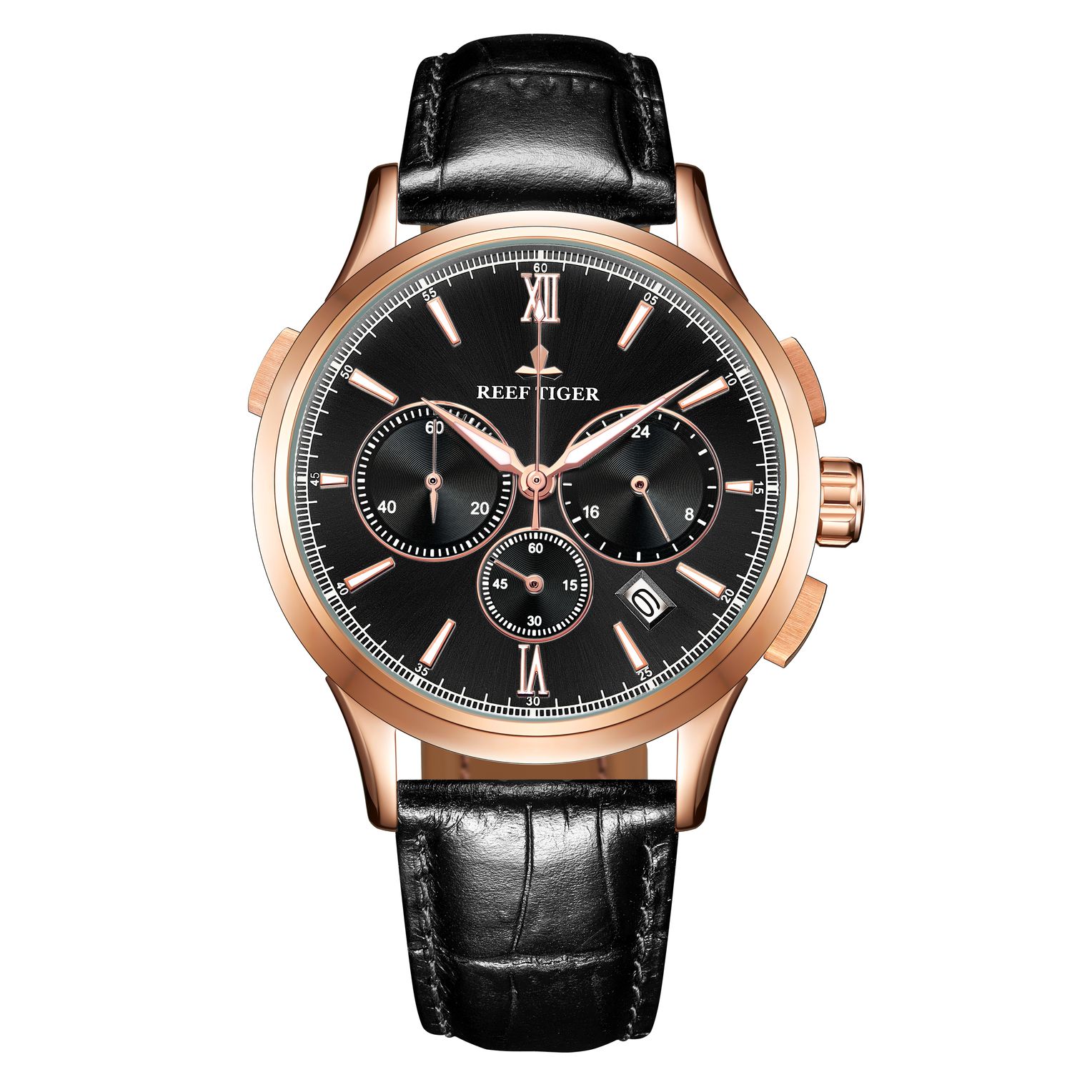 2020 Reef Tiger Rt Luxury Men Casual Watch Black Dial Gold Mens Watch Chronograph Quartz Leather Strap Rga1669 T200409 Buy A Watch Online Watch Shopping From Xue08 210 02 Dhgate Com