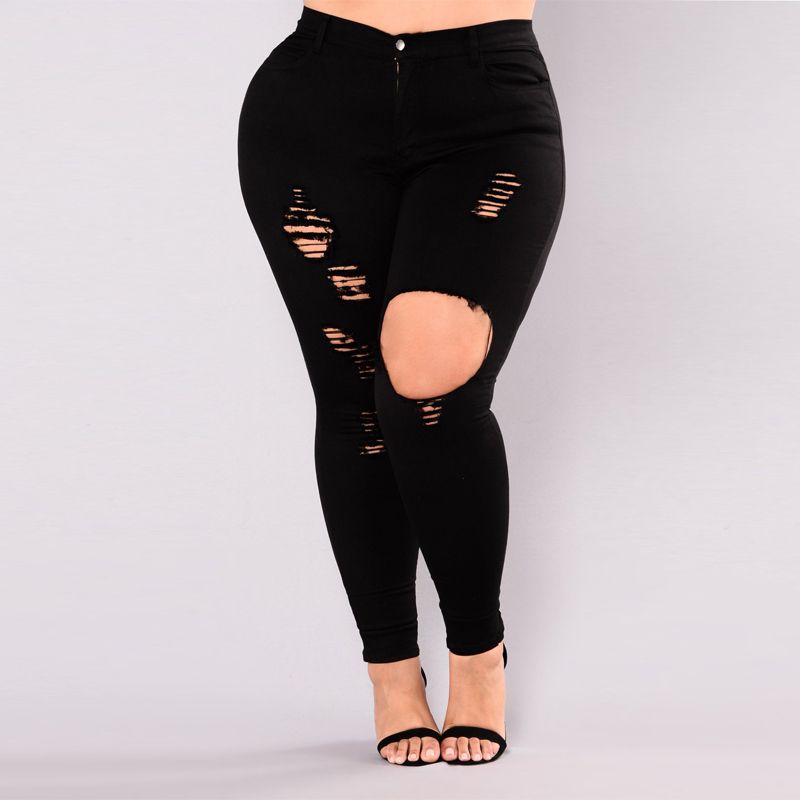 plus size high waisted distressed jeans