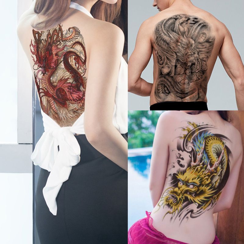 Cool Dragon Tattoo Design Big Large Full Back Waterproof Temporary Body Art Woman Man Chest Sexy Black Gold Decal Tattoo Transfer Sticker 3D Cool Dragon Tattoo Design Big Large Full Back Waterproof Temporary Body Art Woman Man Chest Sexy Black Gold Decal Tattoo Transfer Sticker 3D