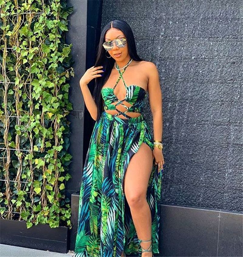 Alquiler vestidos halter de las mujeres del verano diseñador del vestido verde de la manera ahueca hacia fuera los vestidos escotados hawaiano atractivo de las mujeres Alquiler vestidos halter de las mujeres del verano diseñador del vestido verde de la manera ahueca hacia fuera los vestidos escotados hawaiano atractivo de las mujeres
