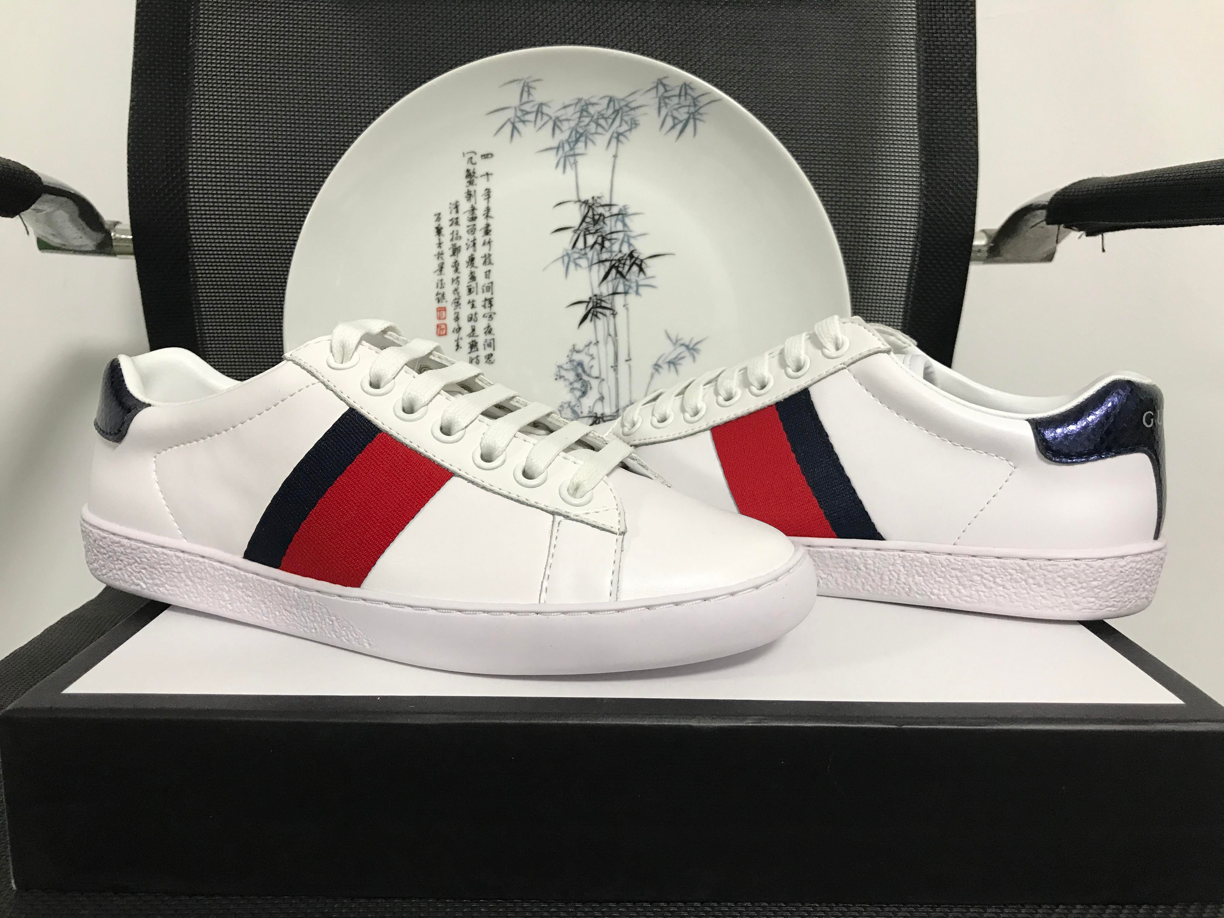 GUCCI ACE DRAGO ricamato in Pelle Low-Top Scarpe Da Ginnastica in argento  Taglia 9.5 EUR 793,16 - PicClick IT