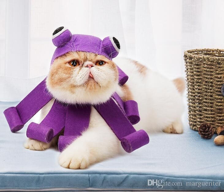 Halloween Cat Octopus Costumes Funny Cute Pet Cosplay Octopus Felt Cap Hat For Cat Kitten Halloween Xmas Fancy Dress Up Pet Accessories Cat Halloween Costumes For Teens Cat Halloween Costumes For Toddlers