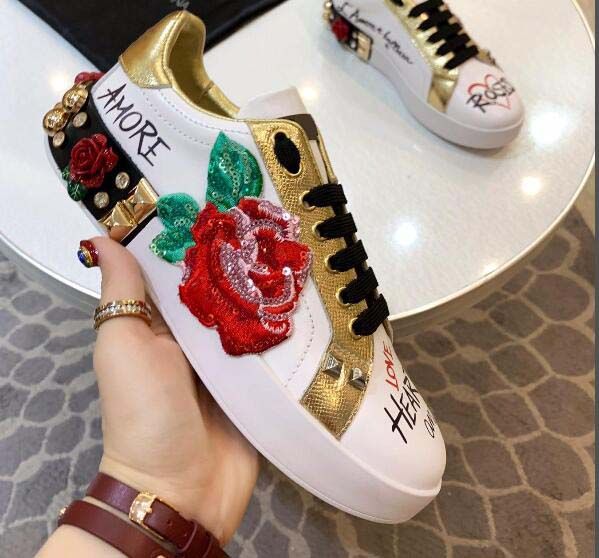 black shoes with roses