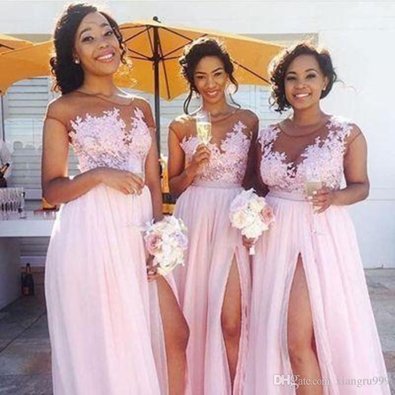 Light Pink Side Split Bridesmaid 