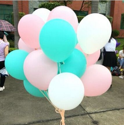 10inch Mixed Mint Green Pink White Latex Balloons Wedding Baby