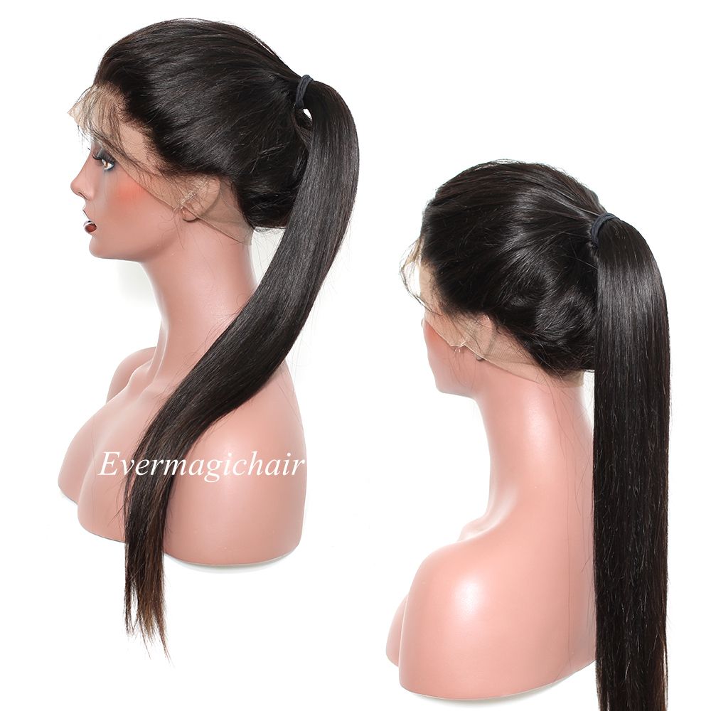 Natural Color Full Lace Straight Front Wig with Baby hair detail view 3