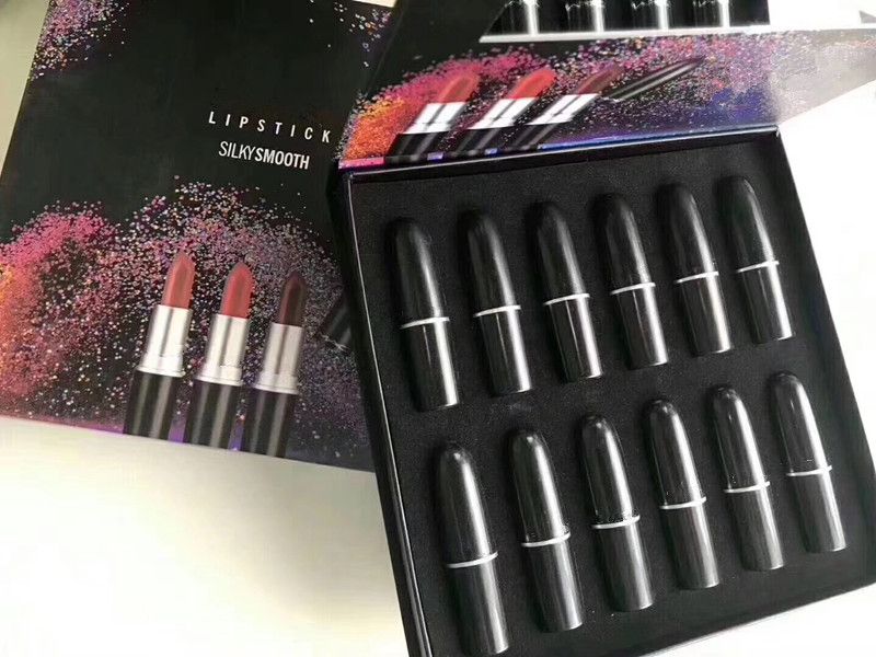 Brand Makeup M Ac Silky Smooth Matte Lipstick Rouge A Levre Lip Gloss Lipgloss Maquillage Set Dark Red Lipstick Lipstick Holder From