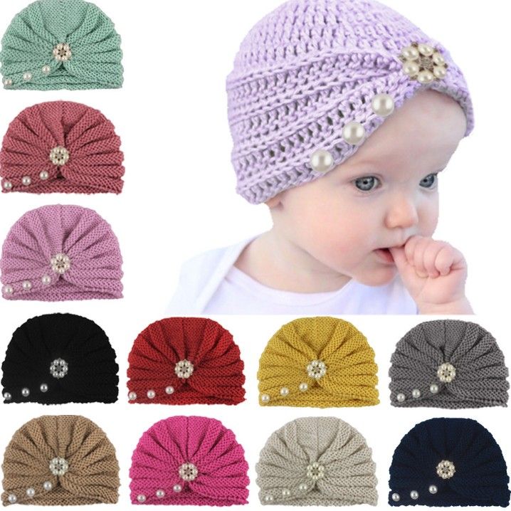 Baby Girls New Fashion Best Sale Pretty Pearl Wool Hat Childrens