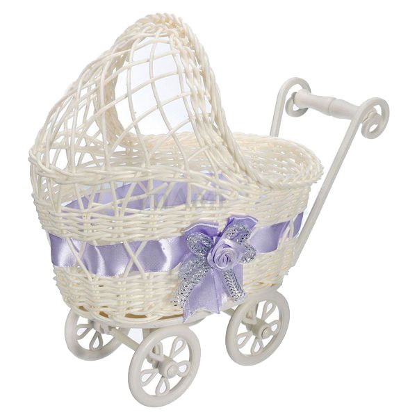 Wicker Hamper Pram Basket Flower Vase Storage Organizer Baby