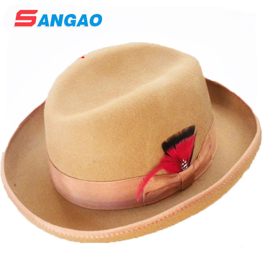 2020 Wholesale Fashion Felt Homburg Hats 100%wool For Man For New Style Cap Formal Fedora In ...