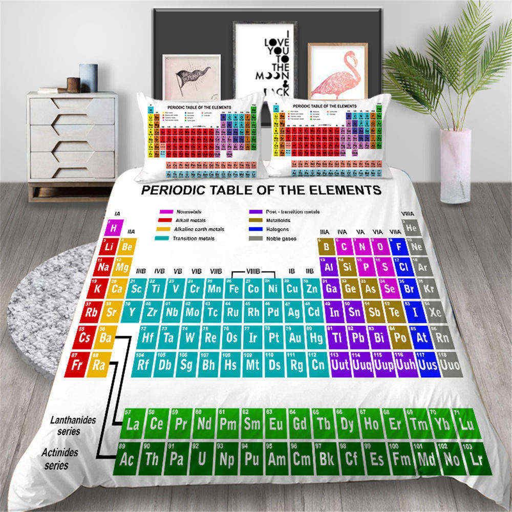 Printed Bedding Set King Creative Periodic Table Of Elements Duvet