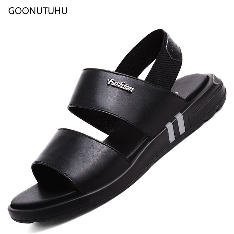 2019 New Mens Sandals Summer Genuine Leather Shoes Man Urban Youth