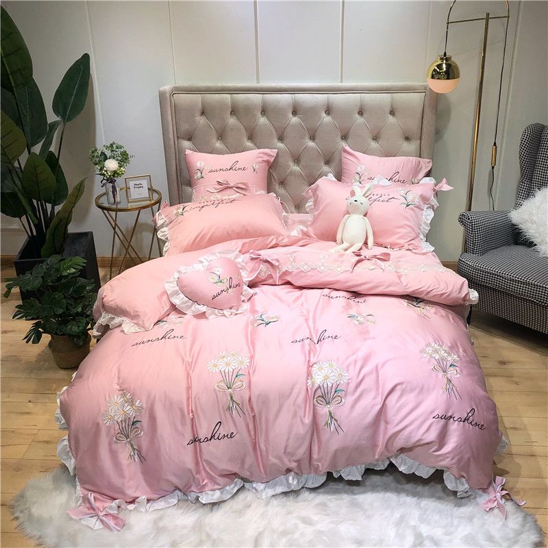 Little Daisy Embroidery Bedding Sets Girls Beddingset Egyptian