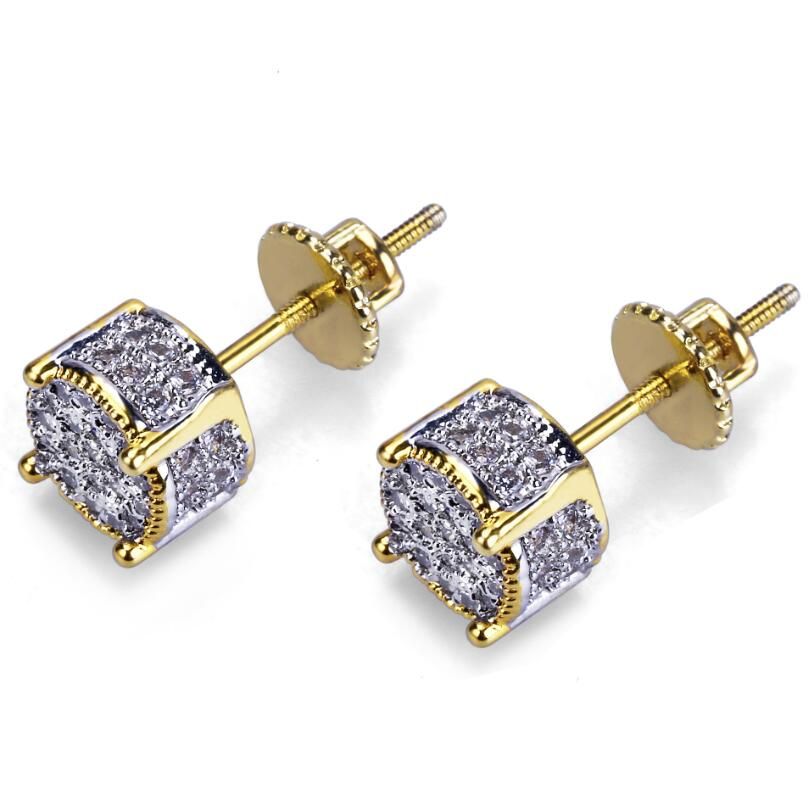 Pendientes botón para mujer hombre nuevo lujo blanco Zircon cuelga los pendientes oro plata Vintage joyería geométrica