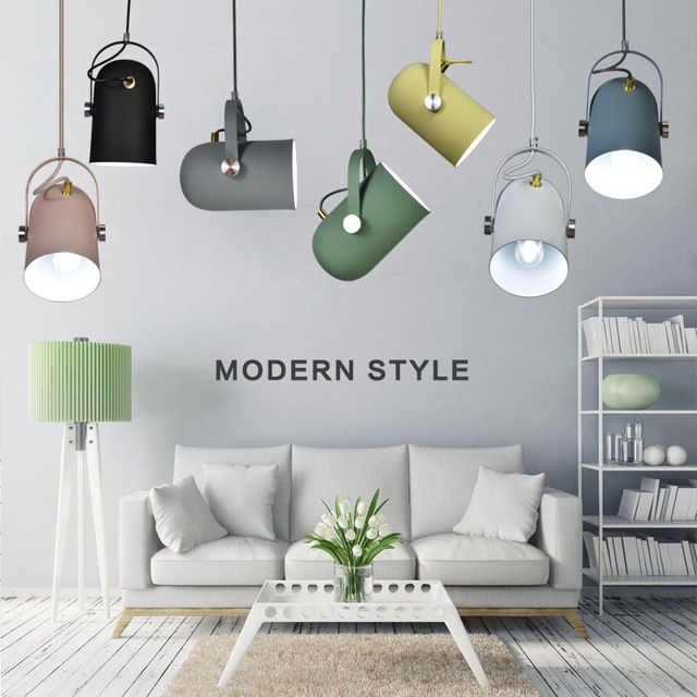 Ganeep Nordic Contracted Droplight Angle Adjustable E27 Small Pendant Hanging Lights Home Decor Lighting Lamps and Lanterns Color : Black