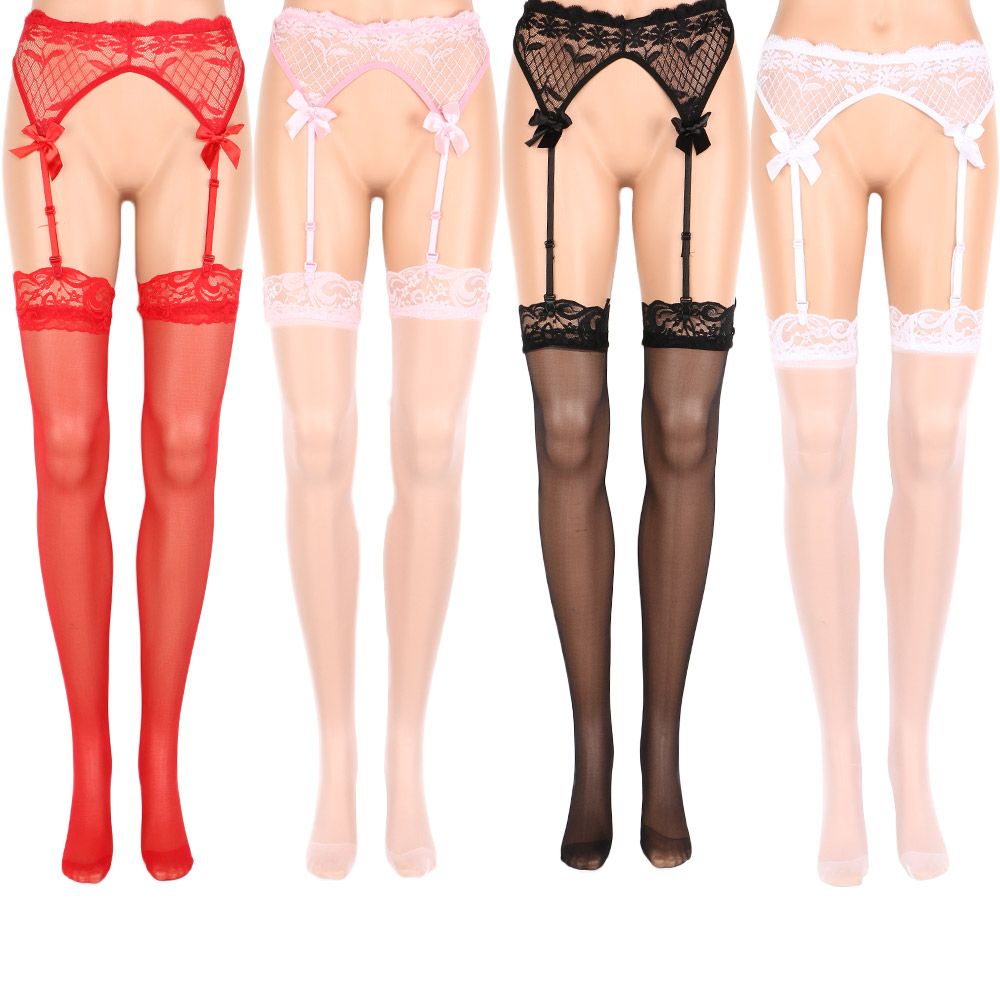 New Women Sexy Black Lace Top Thigh Highs Stockings Garter