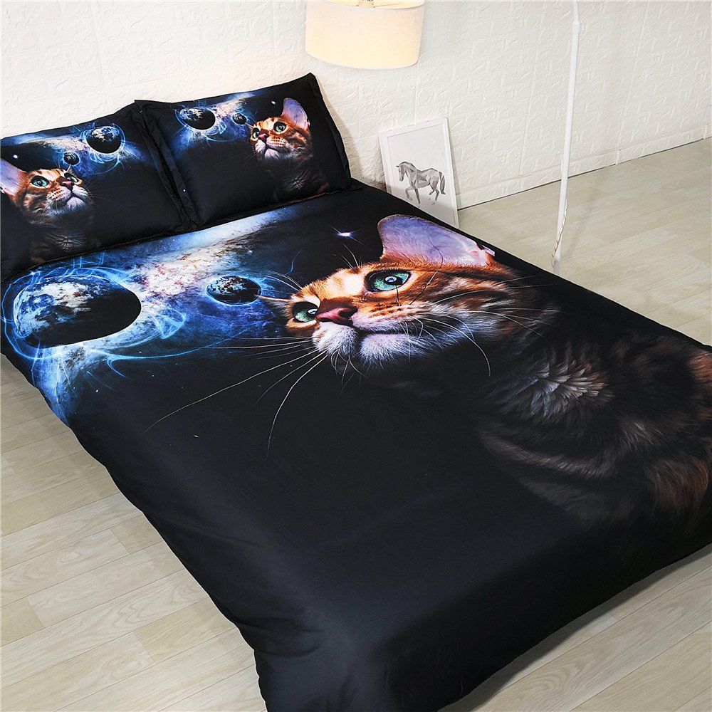 Galaxy Cat Bed Set Black Galaxy Bedding 