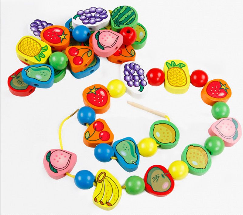 wooden threading beads