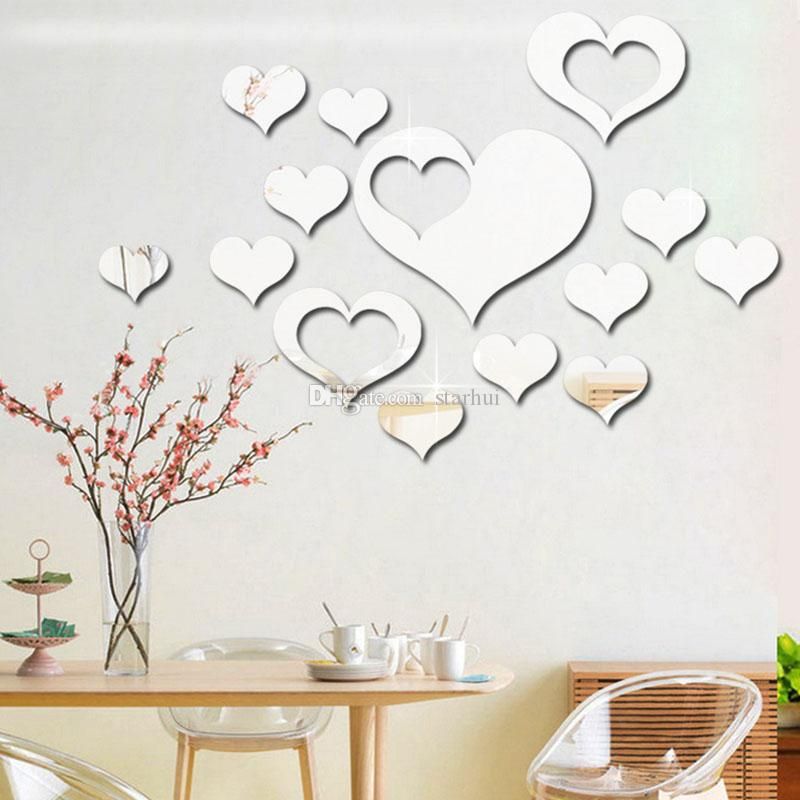 Love Wall Stickers On The Wall 3d Mirror Floral Art Removable Wall
