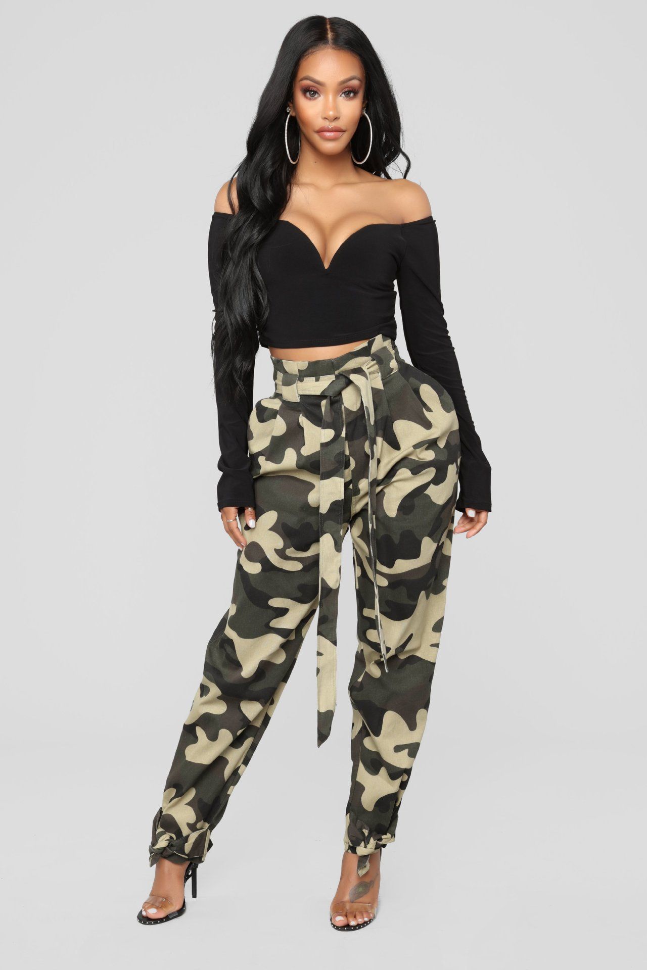 Buy ANESHA Camo Cargo Pants for Women Army Camouflage Slim Fit Jogger  Sweatpants Free Size 2832 Pack of 1 Green Color at Amazonin