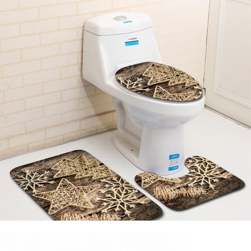 2020 Zeegle Christmas Decor Toilet Rug Set Non Slip Bathroom Floor Carpet Pedestal Rug Lid Toilet Cover Absorbent Bath Mats From Gefei01 43 06 Dhgate Com