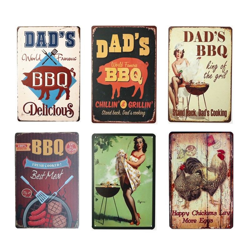 2019 Retro Dad S Bbq Food Retro Plaque Wall Decor For Bar Pub