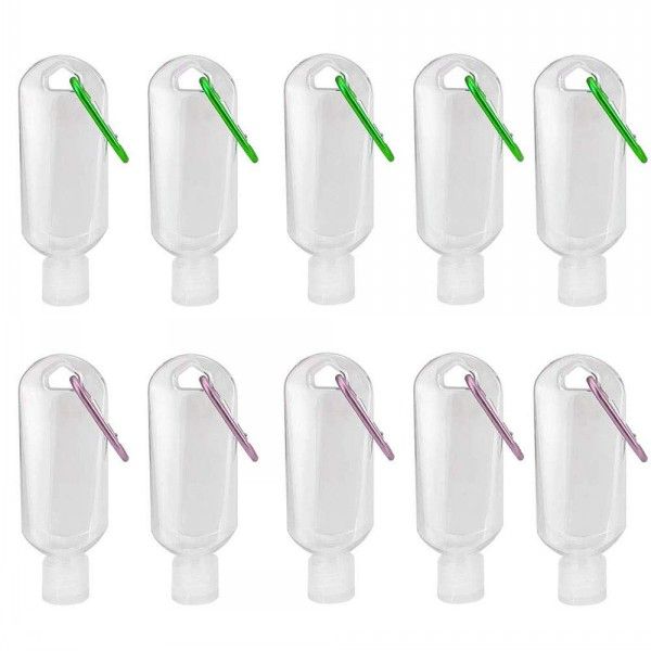 2021 1.7oz Travel Plastic Clear Keychain Bottles With Hook 50/60ML