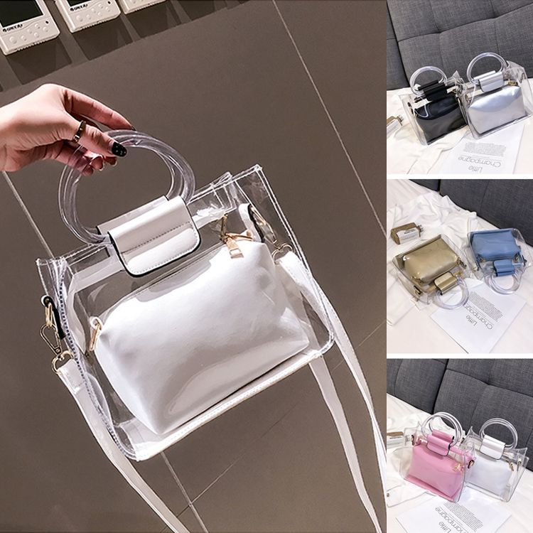 Hot Sale Woman Jelly Handbag Set Jelly Transparent Messenger Bag ...