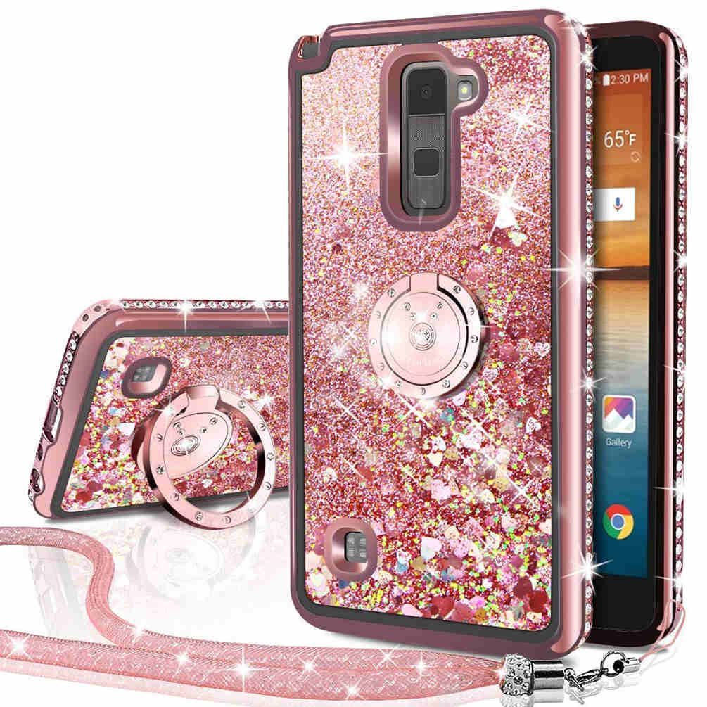 LG Stylo 2 Plus Case,Bling Diamond Rhinestone Moving Liquid Holographic