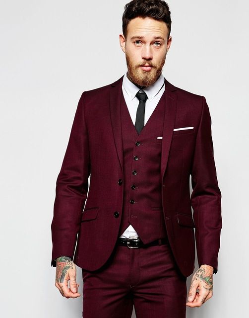 Acquistare 2019 Lastest Smoking Da Sposa Bordeaux Abiti Da Sposo Su Misura  Groomsmen Da Uomo Best Man Slim Fit Abiti Da Festa Jacket + Pants + Vest  Taglie Forti Economico | Consegna