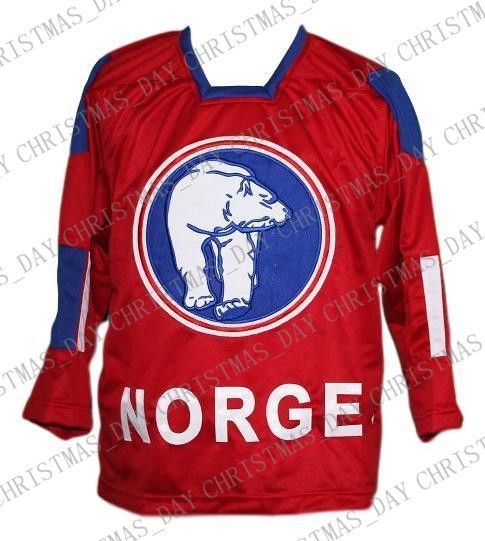 Custom Norge Norway Retro Hockey Jersey 