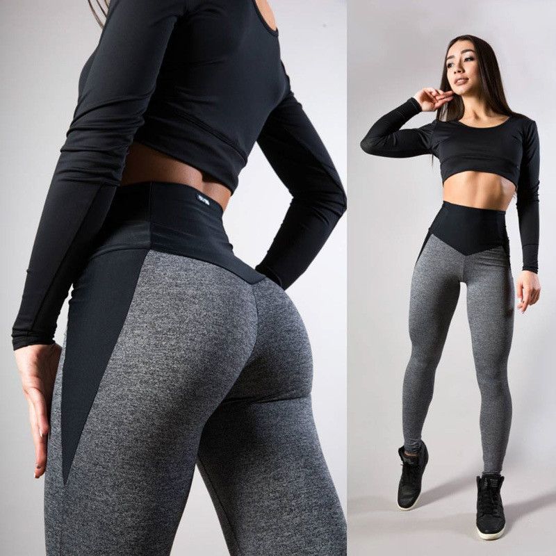 2020 Black Gray Patchwork Fitness 