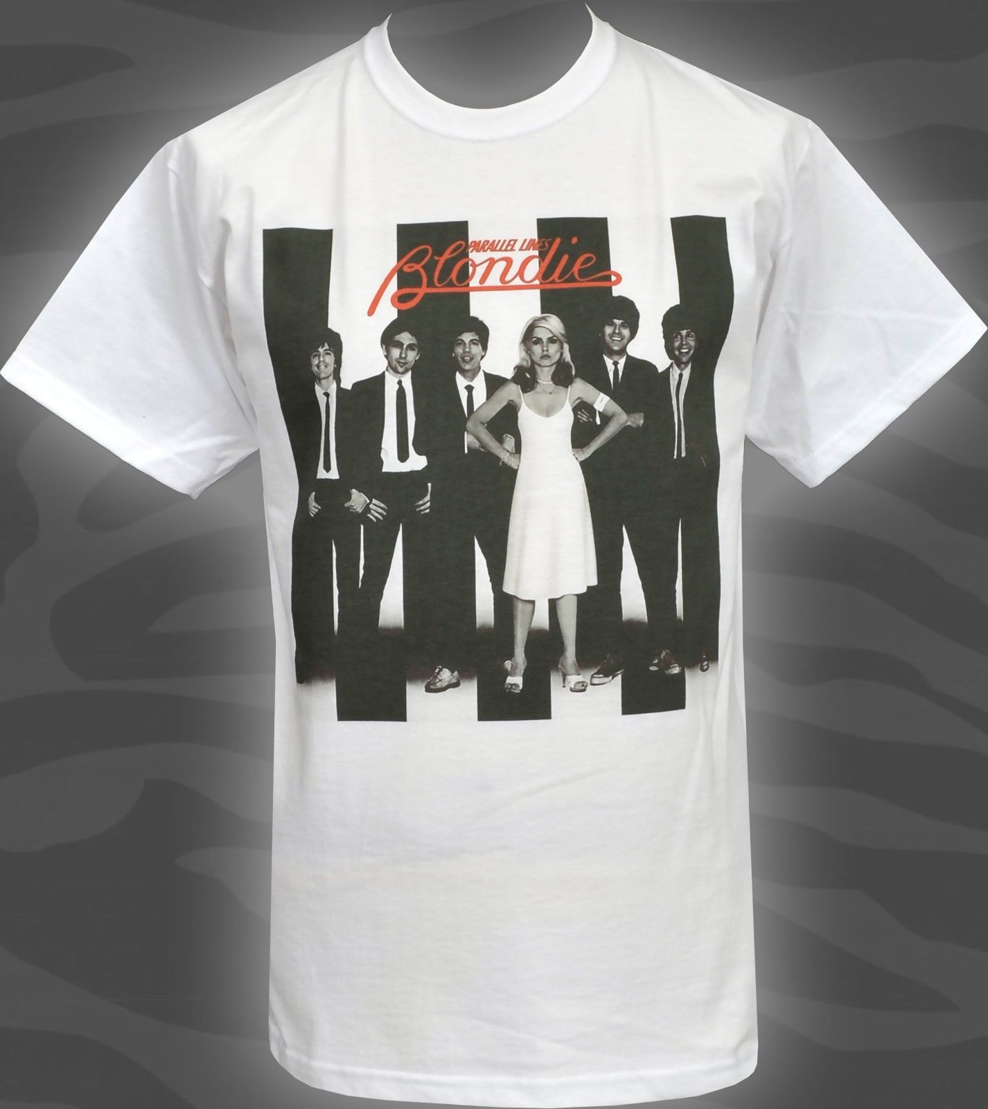 MENS WHITE T SHIRT BLONDIE PARALLEL 