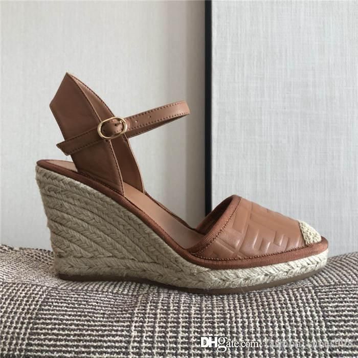 ladies tan leather wedge sandals