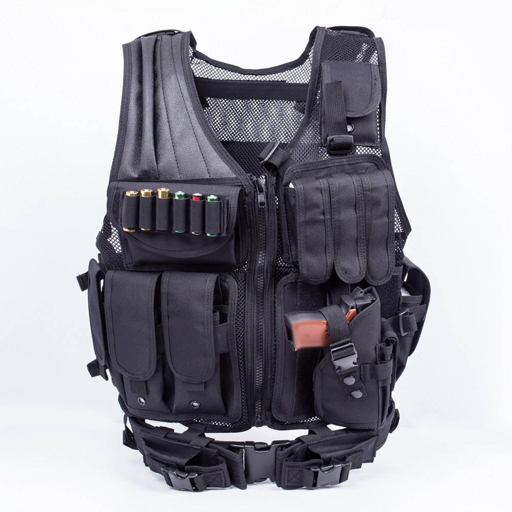 USMC Tactical Airsoft Paintball Hunting Combat Vest & Belt With Holster Pouch 
