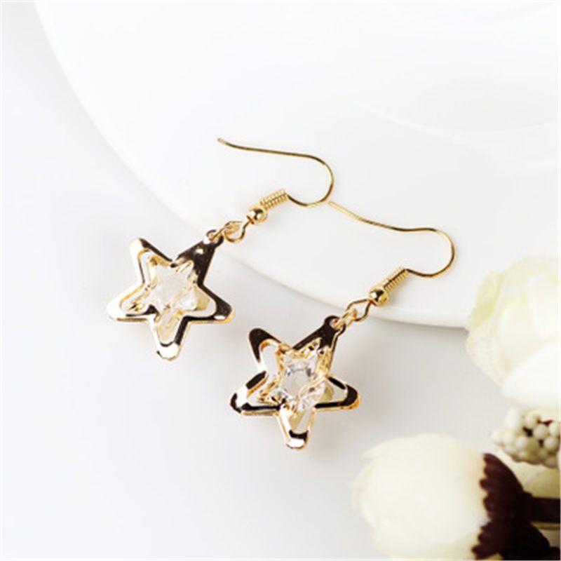 Big Geometry Hollow Five-pointed Star Stud Earrings For Women Girls Party Gifts