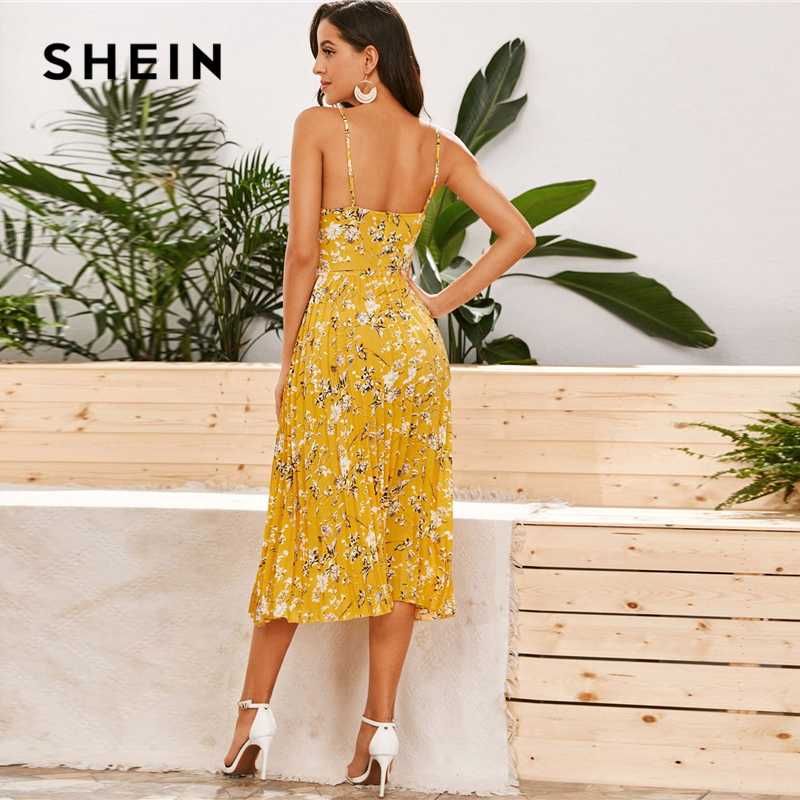 shein yellow floral dress
