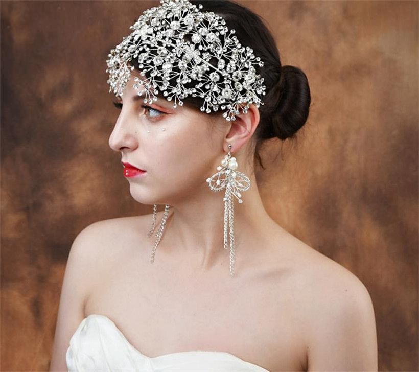 Bride Tiara Crown Flower Headband Bridal Charm Wedding Hair Band Accessories 